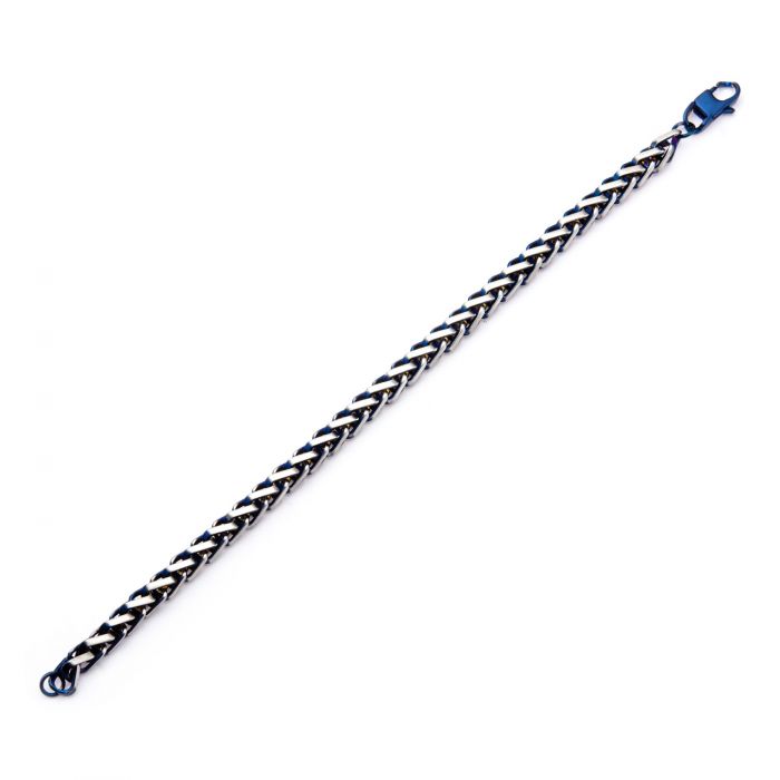 Steel Blue Plated Rounded Franco Chain Bracelet