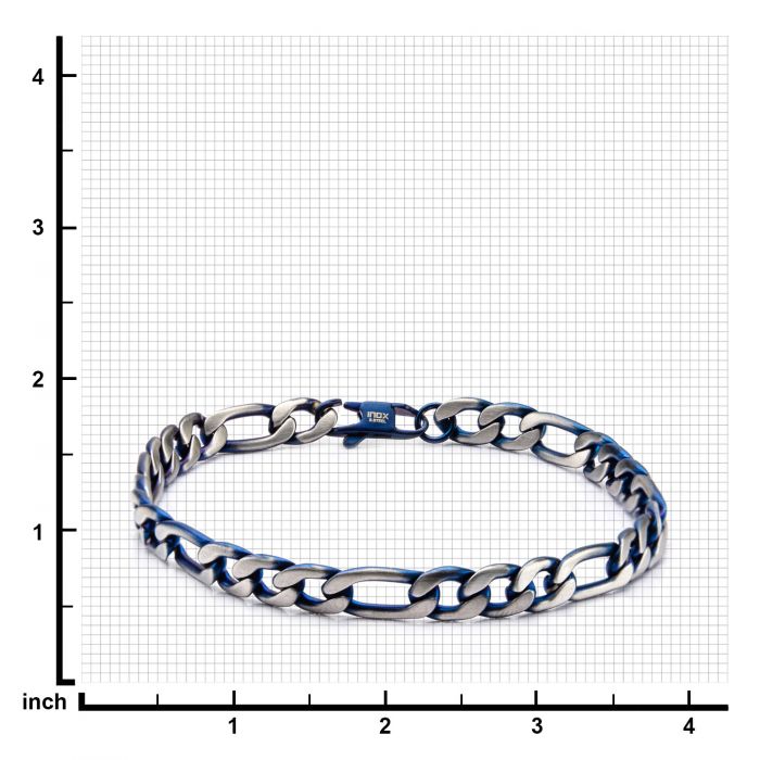 Steel Blue Plated Figaro Chain Bracelet