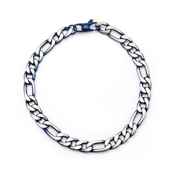 Steel Blue Plated Figaro Chain Bracelet