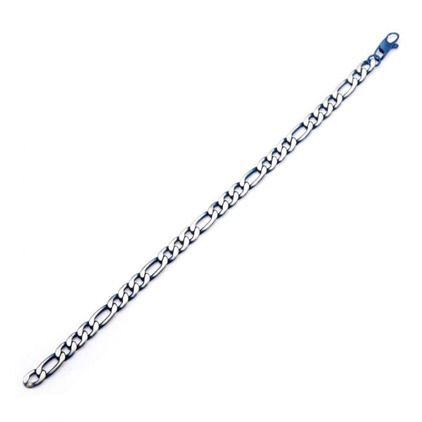 Steel Blue Plated Figaro Chain Bracelet