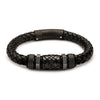 Load image into Gallery viewer, Black Braided Leather with Steel Black Plated Beads Bracelet