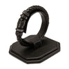 Load image into Gallery viewer, Black Braided Leather with Steel Black Plated Beads Bracelet