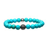 Load image into Gallery viewer, Blue Turquoise Stone Bracelet, Steel Ornamental Bead. Stretch
