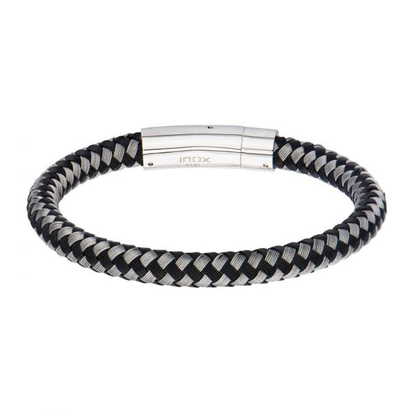 Black and White Thread Braided Woven Bracelet
