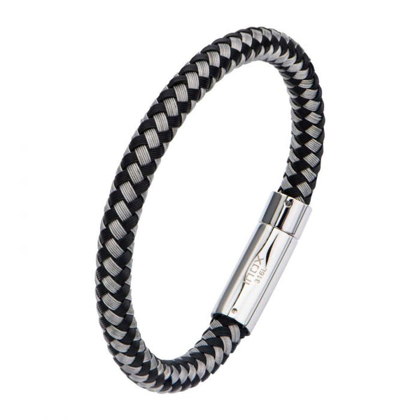 Black and White Thread Braided Woven Bracelet