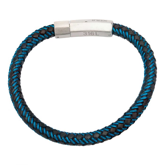 Blue and Black Woven Rubber Bracelet