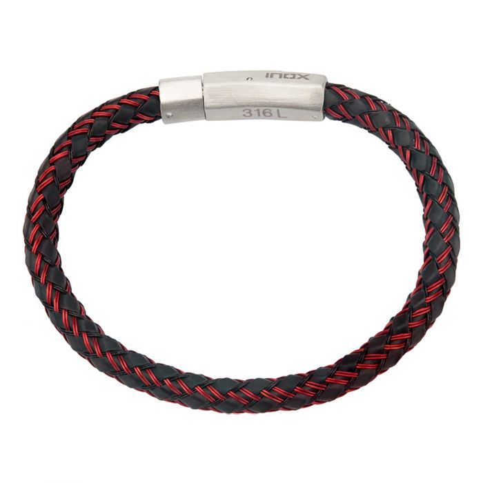 Black and Red Woven Rubber Bracelet