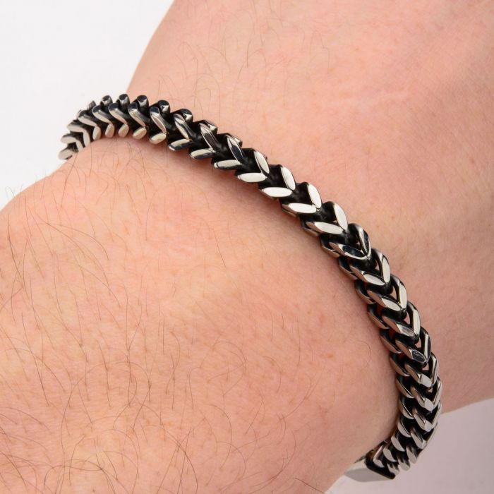 Black Oxidize Franco Chain Bracelet