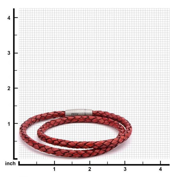 Double Round Red Braided  Italian Antique leather Bracelet