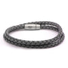 Load image into Gallery viewer, Double Round Gray Braided Italian Antique Leather Bracelet