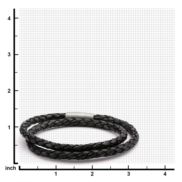 Double Round Black Braided Italian Antique Leather Bracelet