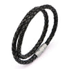 Load image into Gallery viewer, Double Round Black Braided Italian Antique Leather Bracelet