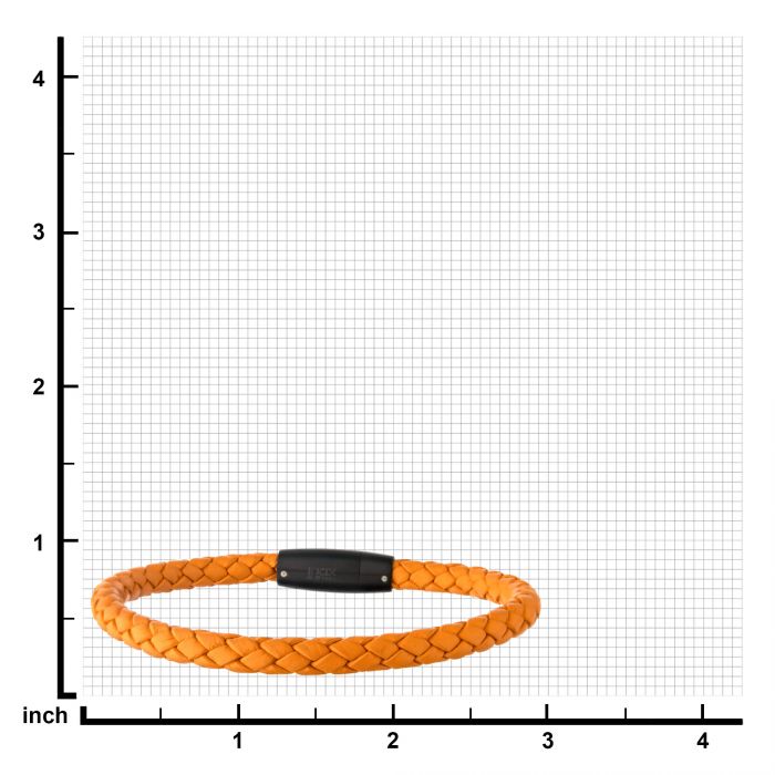 Orange Leather with Push in Plug Clasp Bracelet