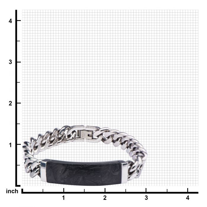 Solid Carbon Graphite and Stainless Steel ID Chain Bracelet