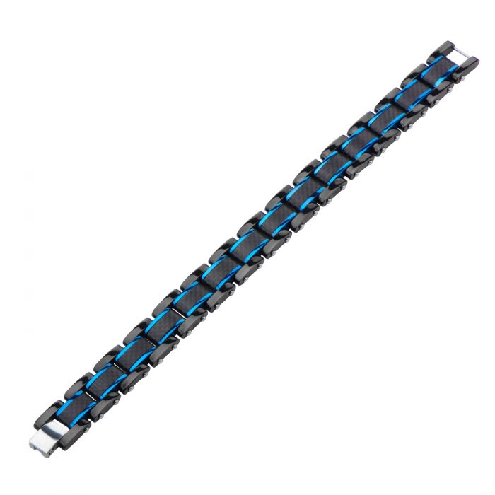 Black Plated, Blue Plated and Solid Carbon Fiber Center Link Bracelet