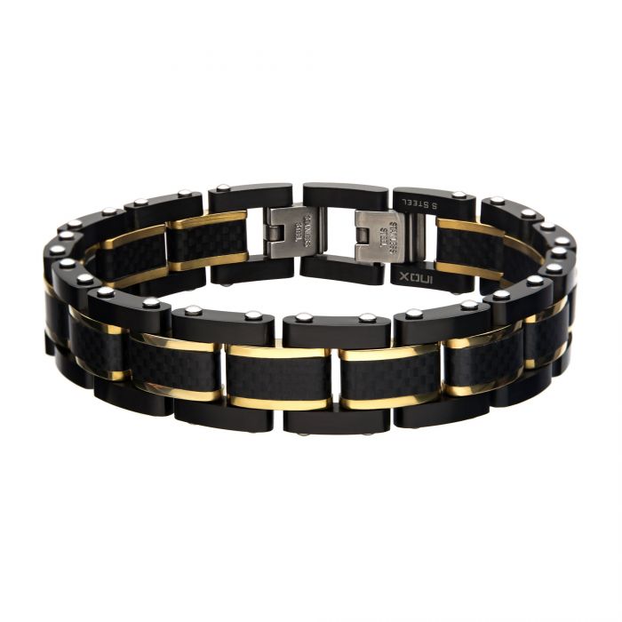 Black Plated, Blue Plated and Solid Carbon Fiber Center Link Bracelet