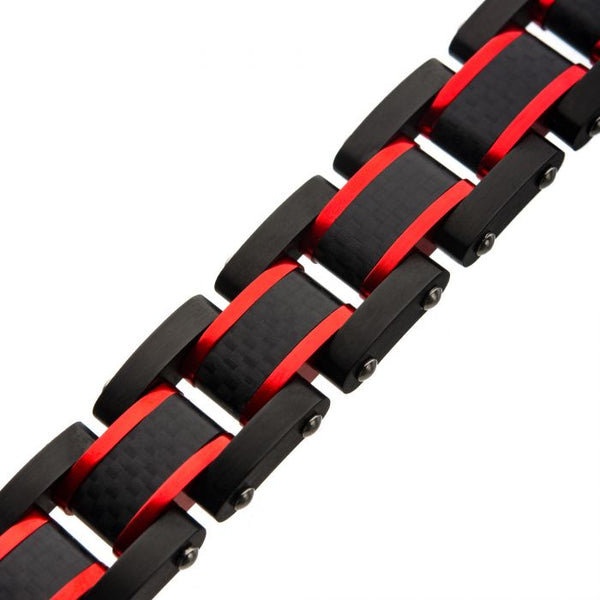 Black Plated, Blue Plated and Solid Carbon Fiber Center Link Bracelet