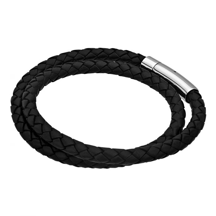 Double Round Black Braided Genuine Bracelet