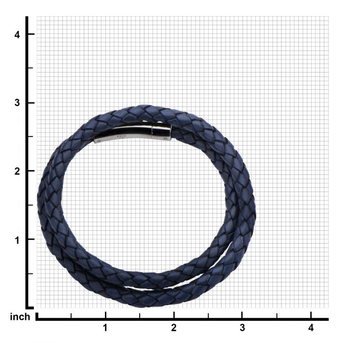 Double Round Blue Braided Genuine Leather Bracelet