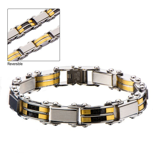 Black & Gold Plated Reversible Bracelet