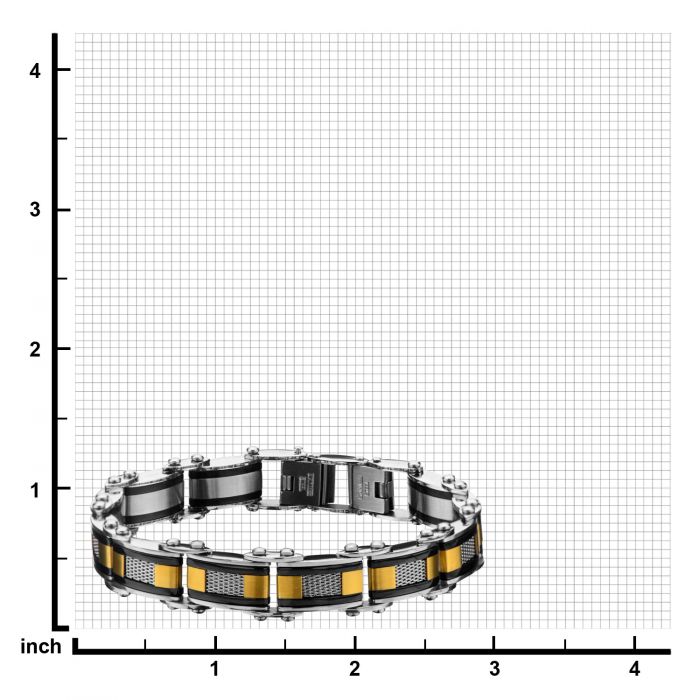 Double Sided Black Plated with Gold Plated & Steel Mesh Reversible Bracelet