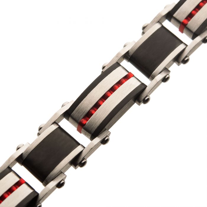 Black & Red Plated Dante Link Bracelet