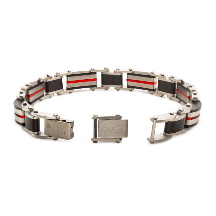 Black & Red Plated Dante Link Bracelet