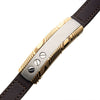 Load image into Gallery viewer, Damascus Steel Gold Plated ID and Head Screw with Brown Leather Bracelet