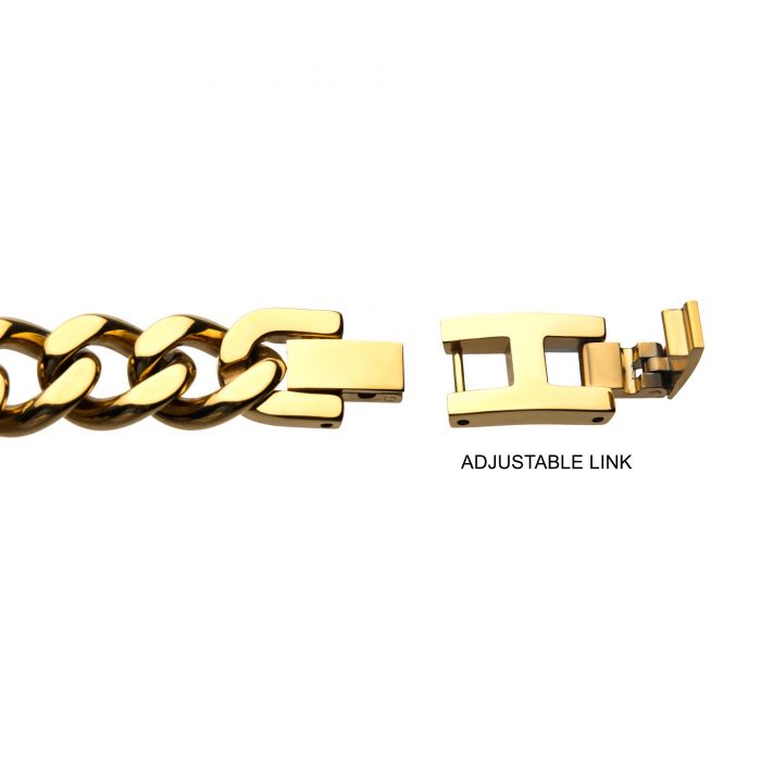 Damascus Steel Gold Plated ID with Curb Chain Bracelet