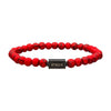 Load image into Gallery viewer, Red Turquoise Gemstone Stretch Bead Bracelet with Steel Clasp