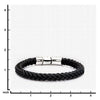 Load image into Gallery viewer, Black Leather and Stainless Steel Magnetic Clasp Bracelet