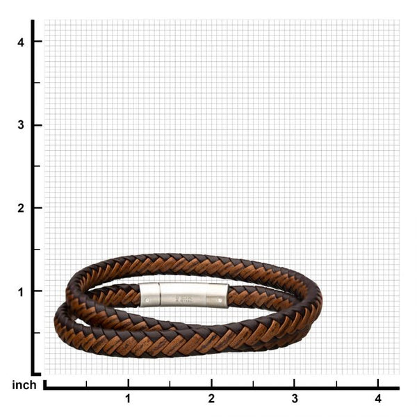 Dark & Light Brown Double Round Leather Bracelet