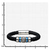 Load image into Gallery viewer, Black Braided Leather with Steel &amp; Blue Plated Beads Bracelet