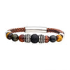 Load image into Gallery viewer, Brown Genuine Leather with Steel,Tiger Eye &amp; Black Onyx Bead Bracelet