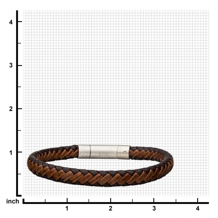 Dark & Light Brown Leather Bracelet with Steel Clasp