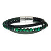 Load image into Gallery viewer, Green Tiger Eye Beads with Black Braided and Green Leather Layered Bracelet