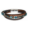 Load image into Gallery viewer, Chrysocolla Beads with Brown Leather Layered Bracelet