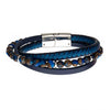 Load image into Gallery viewer, Blue &amp; Brown Beads with Blue Leather Layered Bracelet