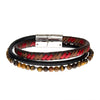 Load image into Gallery viewer, Tiger Eye Beads with Brown and Red Leather Layered Bracelet