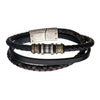 Load image into Gallery viewer, Steel Antique Gold/Silver Black Leather Layered Bracelet