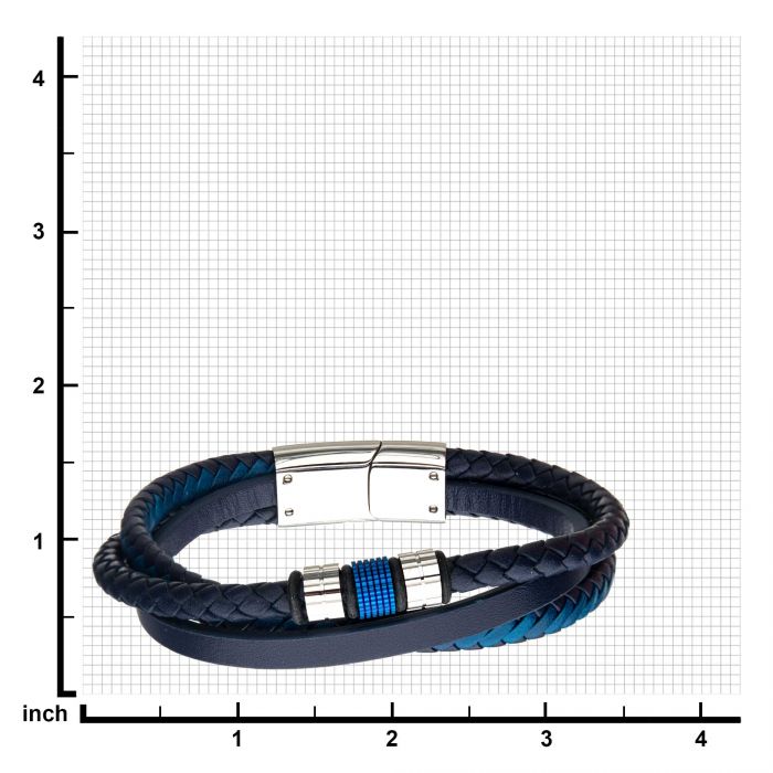 Blue Plated Beads with Blue Leather Layered Bracelet