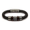 Load image into Gallery viewer, Black Braided Leather with Rose Gold Plated &amp; Steel Beads Bracelet