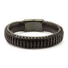 Load image into Gallery viewer, Brown Leather with Black Plated Ball Edge Bracelet