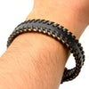 Load image into Gallery viewer, Black Leather with Rose Gold Plated Cable Edge Bracelet