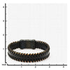 Load image into Gallery viewer, Black Leather with Rose Gold Plated Cable Edge Bracelet