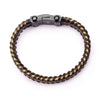 Load image into Gallery viewer, Black Leather with Gold IP Cable Edge Bracelet