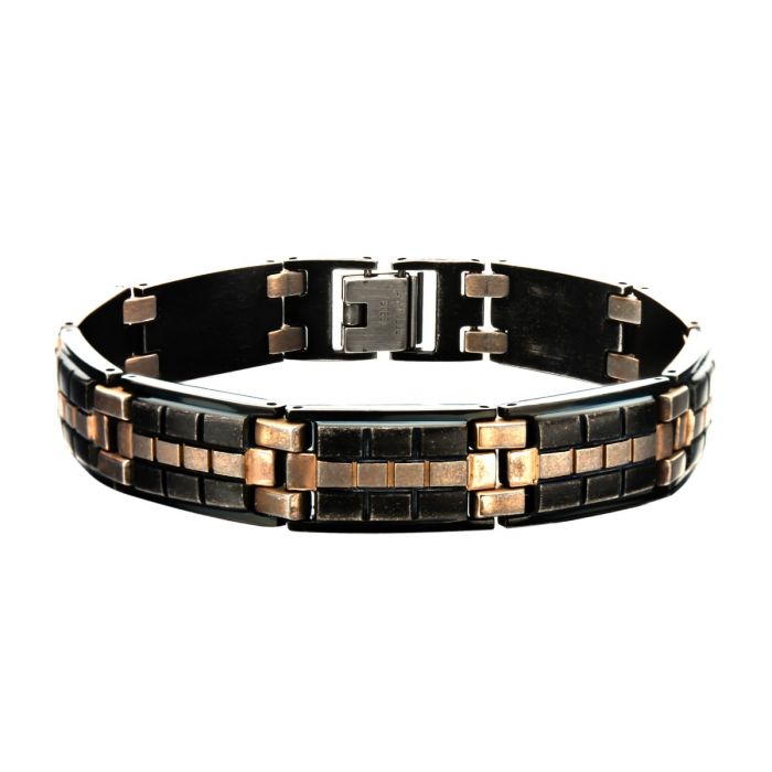 Steel Balls in Black Leather Bracelet