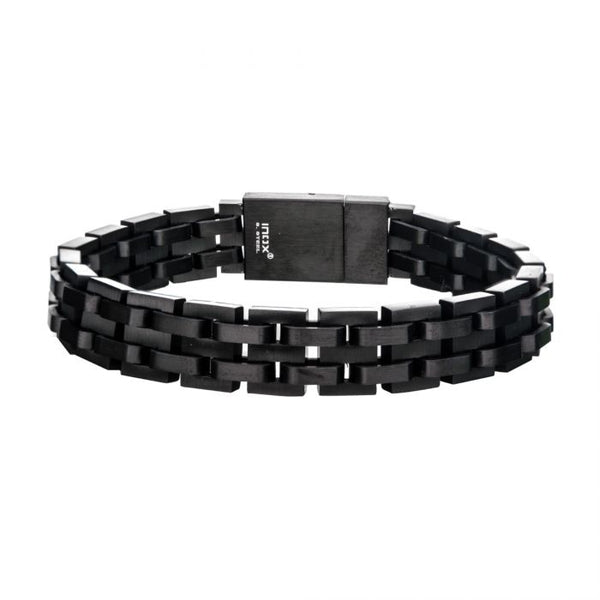 Black Plated and Steel Link Bracelet