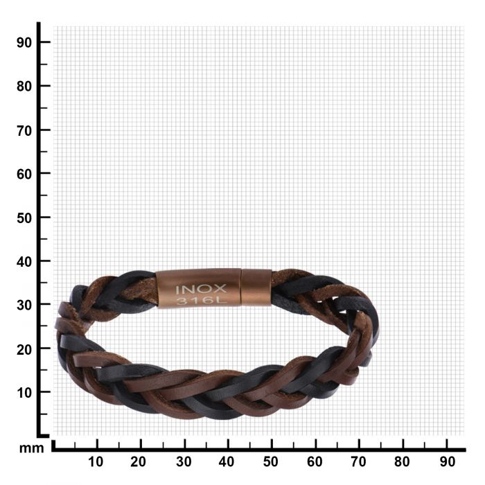 Brown & Black Braided Leather Bracelet