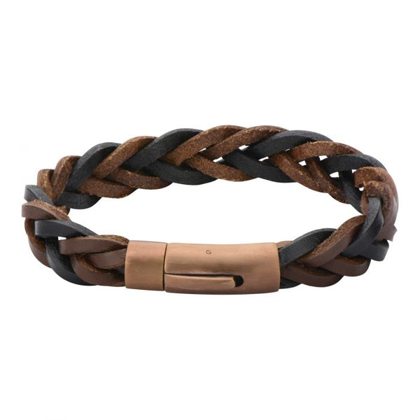 Brown & Black Braided Leather Bracelet